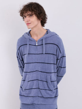 MEN'S Hot Smoothie Zip Up Hoodie in Blue, Men's Loungewear Hoodies & Sweatshirts Zip-ups & Pullovers at Gelato Pique USA