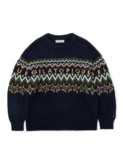 MENS Powder Fair Isle Jacquard Pullover Sweater gelato pique