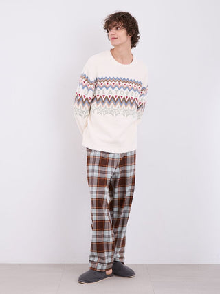 Powder Fair Isle Jacquard Pullover Sweater in Ivory, Men's Pullover Sweaters at Gelato Pique USA