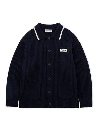 Men's Baby Moco Button Up Cardigan in black with ribbed texture and pockets, ideal loungewear by Gelato Pique.