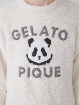 Gelato Pique USA cream panda jacquard pullover sweater featuring cozy, premium loungewear and sleepwear design.