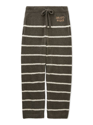 Gelato Pique USA men's powder border lounge pants in plush fabric with stripe pattern, offering warmth and comfort.