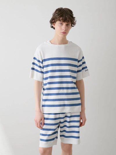 Airy Moco Mens Marine Border Pullover Tops gelato pique