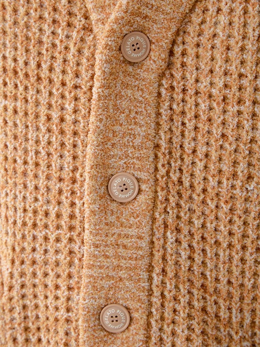 Mens Melange Waffle Knit Cardigan