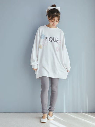 Airy Moco Flower Logo Jacquard Mini Dress & Mocore Leggings in Ivory, Women's Loungewear Set at Gelato Pique USA