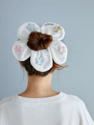 Airy Moco Flower Hair Scrunchie in Ivory, Women's Loungewear Hair Accessories, Hair Clips, Headbands, Hair Ties at Gelato Pique USA