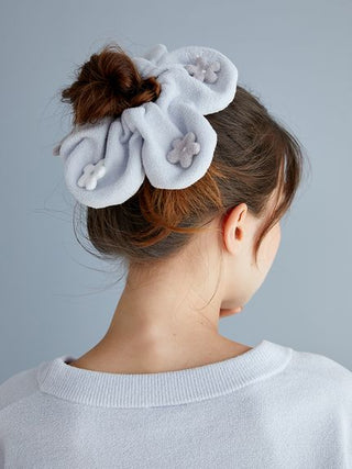 Airy Moco Flower Hair Scrunchie in Blue, Women's Loungewear Hair Accessories, Hair Clips, Headbands, Hair Ties at Gelato Pique USA