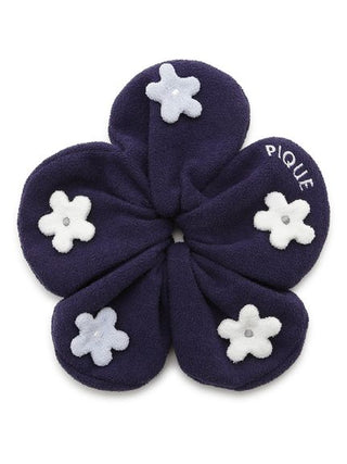 Airy Moco Flower Hair Scrunchie in Navy, Women's Loungewear Hair Accessories, Hair Clips, Headbands, Hair Ties at Gelato Pique USA