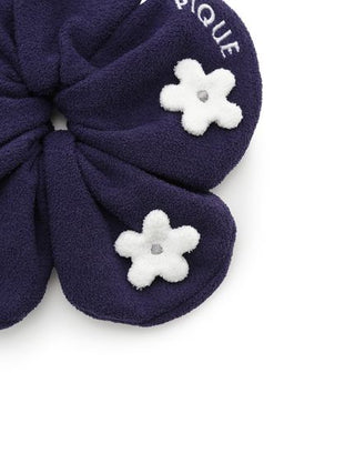 Airy Moco Flower Hair Scrunchie in Navy, Women's Loungewear Hair Accessories, Hair Clips, Headbands, Hair Ties at Gelato Pique USA