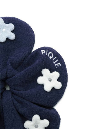 Airy Moco Flower Hair Scrunchie in Navy, Women's Loungewear Hair Accessories, Hair Clips, Headbands, Hair Ties at Gelato Pique USA