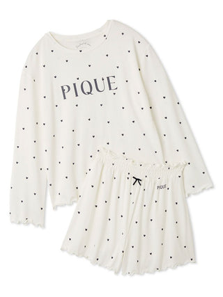 Gelato Pique' white  pajama with heart pattern pajama set