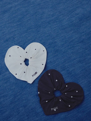 Logo Embroidered Heart Hair Scrunchies
