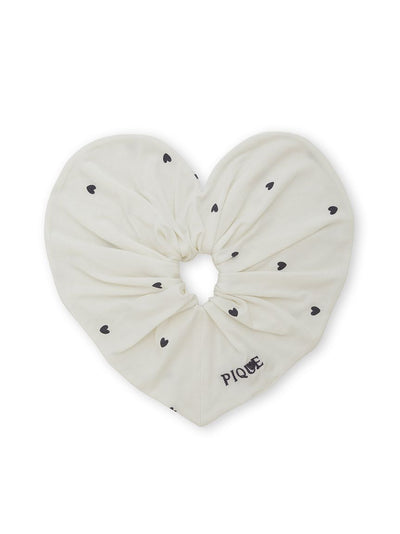 Logo Embroidered Heart Hair Scrunchies gelato pique