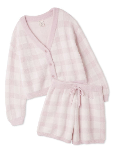 Checkered Cardigan & Shorts Set gelato pique