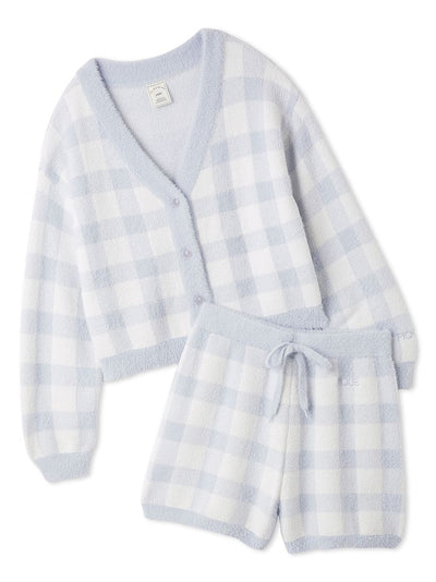 Checkered Cardigan & Shorts Set gelato pique