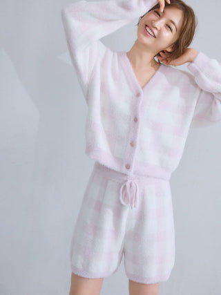Checkered Cardigan & Shorts Set