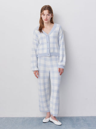Checkered Cardigan & Long Pants Set