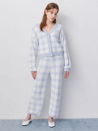 Checkered Cardigan & Long Pants Set