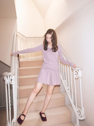 Cool Rayon Ribbon Long-sleeved T-shirt & Shorts Set - view 21