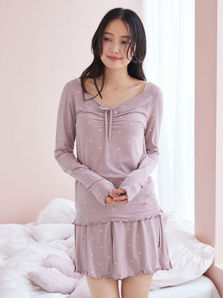 Cool Rayon Ribbon Long-sleeved T-shirt & Shorts Set - view 17