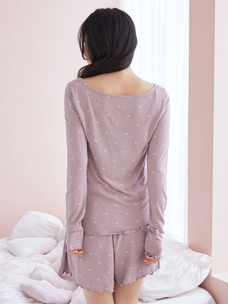 Cool Rayon Ribbon Long-sleeved T-shirt & Shorts Set - view 15