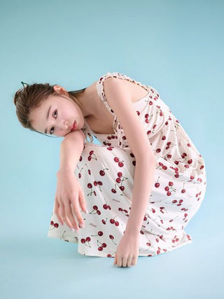 Cool Rayon Cherry Dress With Built-in Cup