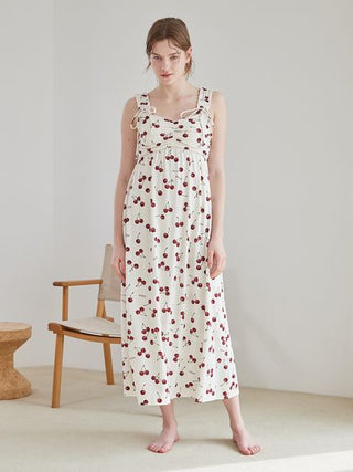 Cool Rayon Cherry Dress With Built-in Cup