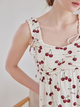 Cool Rayon Cherry Dress With Built-in Cup