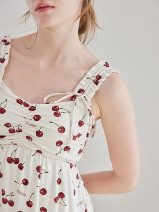Cool Rayon Cherry Dress With Built-in Cup