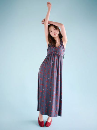 Cool Rayon Cherry Dress With Built-in Cup