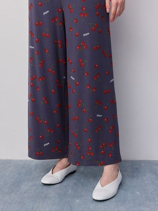 Cool Rayon Cherry Camisole With Built-in Cup & Long Pants Set