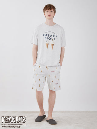 Gelato Pique and PEANUTS have collaborated to create a line of Loungewear Shorts for men, featuring print designs of gelato and peanuts for a cozy hangout vibe. Paired with Lounge Top or t-shirt. 