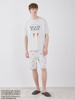 Gelato Pique and PEANUTS have collaborated to create a line of Loungewear Shorts for men, featuring print designs of gelato and peanuts for a cozy hangout vibe. Paired with Lounge Top or t-shirt.
