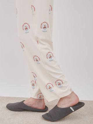 Snow Globe Bear Pattern Pajama Lounge Pants in Off White, Men's Loungewear Lounge Pants at Gelato Pique USA.