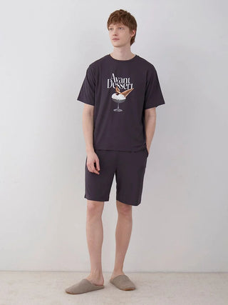 COOL MEN'S Rayon Logo Pajama Shorts in DARK GRAY, Men's Loungewear Shorts at Gelato Pique USA.