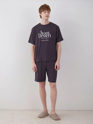 COOL MEN'S Rayon Logo Pajama Shorts in DARK GRAY, Men's Loungewear Shorts at Gelato Pique USA.