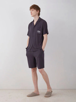 COOL MEN'S Rayon Logo Pajama Shorts in DARK GRAY, Men's Loungewear Shorts at Gelato Pique USA.