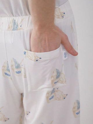 COOL MEN'S Polar Bear Motif Lounge Shorts in OFF WHITE, Men's Loungewear Shorts at Gelato Pique USA.