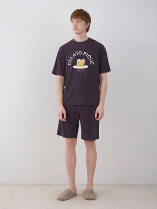 MEN'S Rayon Logo Motif Lounge Shorts in DARK GRAY, Men's Loungewear Shorts at Gelato Pique USA.