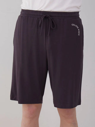 MEN'S Rayon Logo Motif Lounge Shorts in DARK GRAY, Men's Loungewear Shorts at Gelato Pique USA.