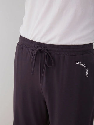 MEN'S Rayon Logo Motif Lounge Shorts in DARK GRAY, Men's Loungewear Shorts at Gelato Pique USA.