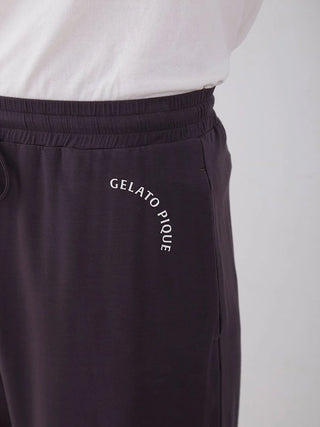 MEN'S Rayon Logo Motif Lounge Shorts in DARK GRAY, Men's Loungewear Shorts at Gelato Pique USA.