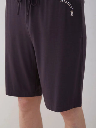 MEN'S Rayon Logo Motif Lounge Shorts in DARK GRAY, Men's Loungewear Shorts at Gelato Pique USA.