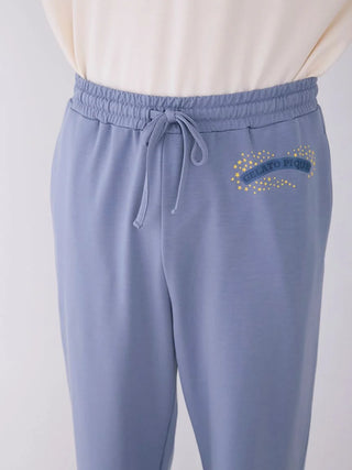 Men's lounge pants with star pattern by Gelato Pique in blue, featuring a drawstring waistband for comfort and style.