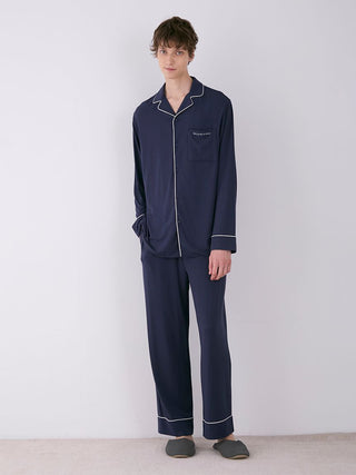 Ultra-Soft Rayon Piping Pajama Pants in NAVY, Men's Loungewear Lounge Pants at Gelato Pique USA.