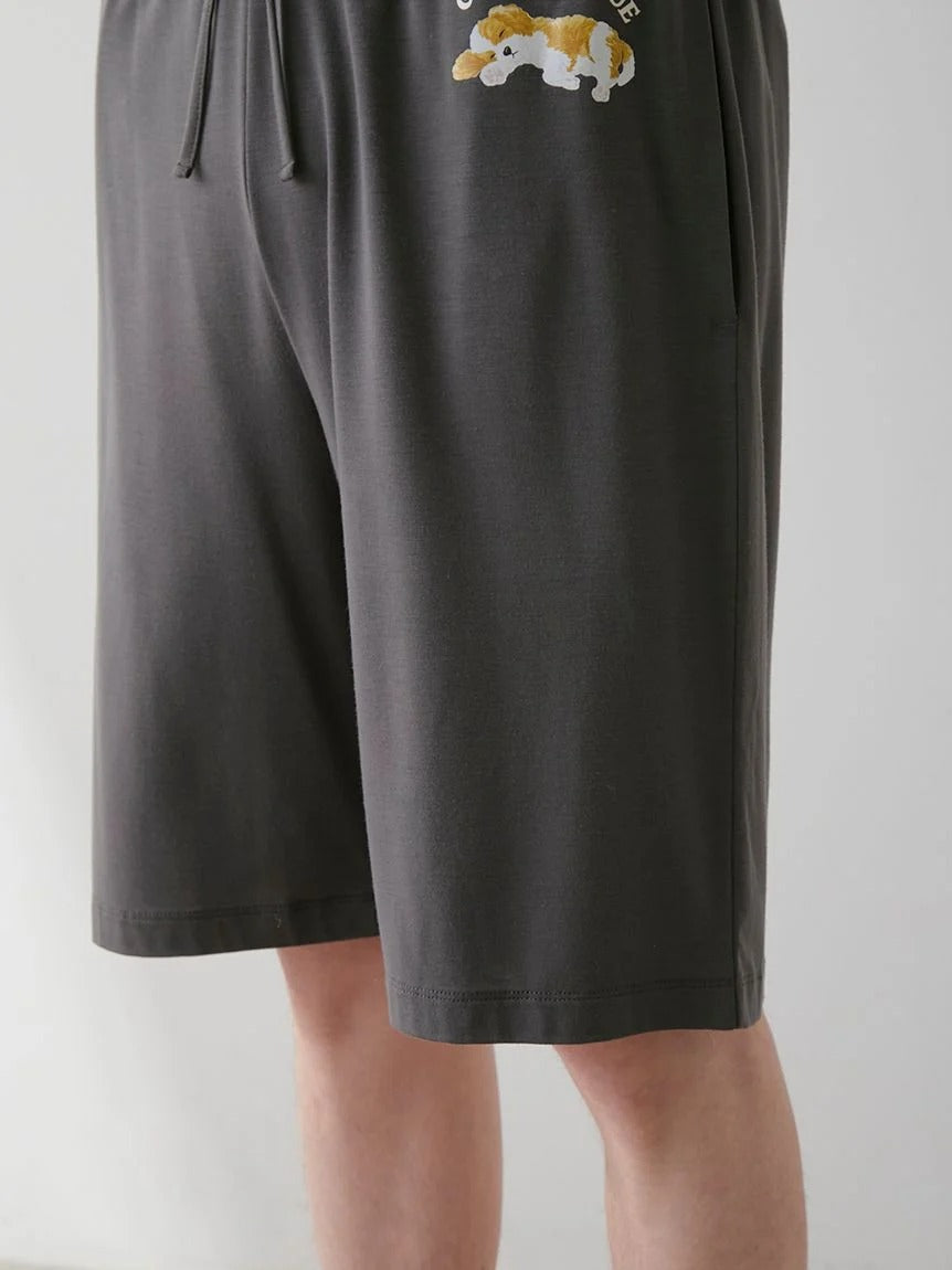 Men's Cool-Touch Rayon Sleeping Dog Shorts