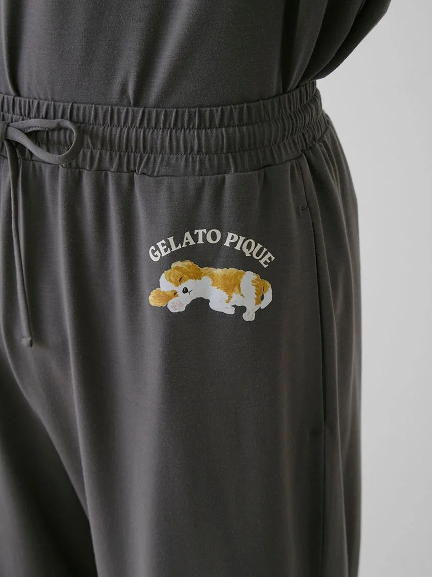 Mens Cool-Touch Rayon Sleeping Dog Half Pants