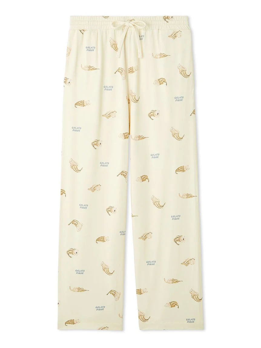Mens Sleeping Cat Rayon All-over Print Pants