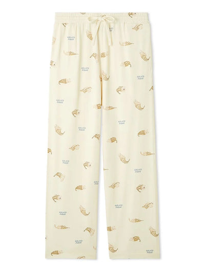 Mens Sleeping Cat Rayon All-over Print Pants gelato pique
