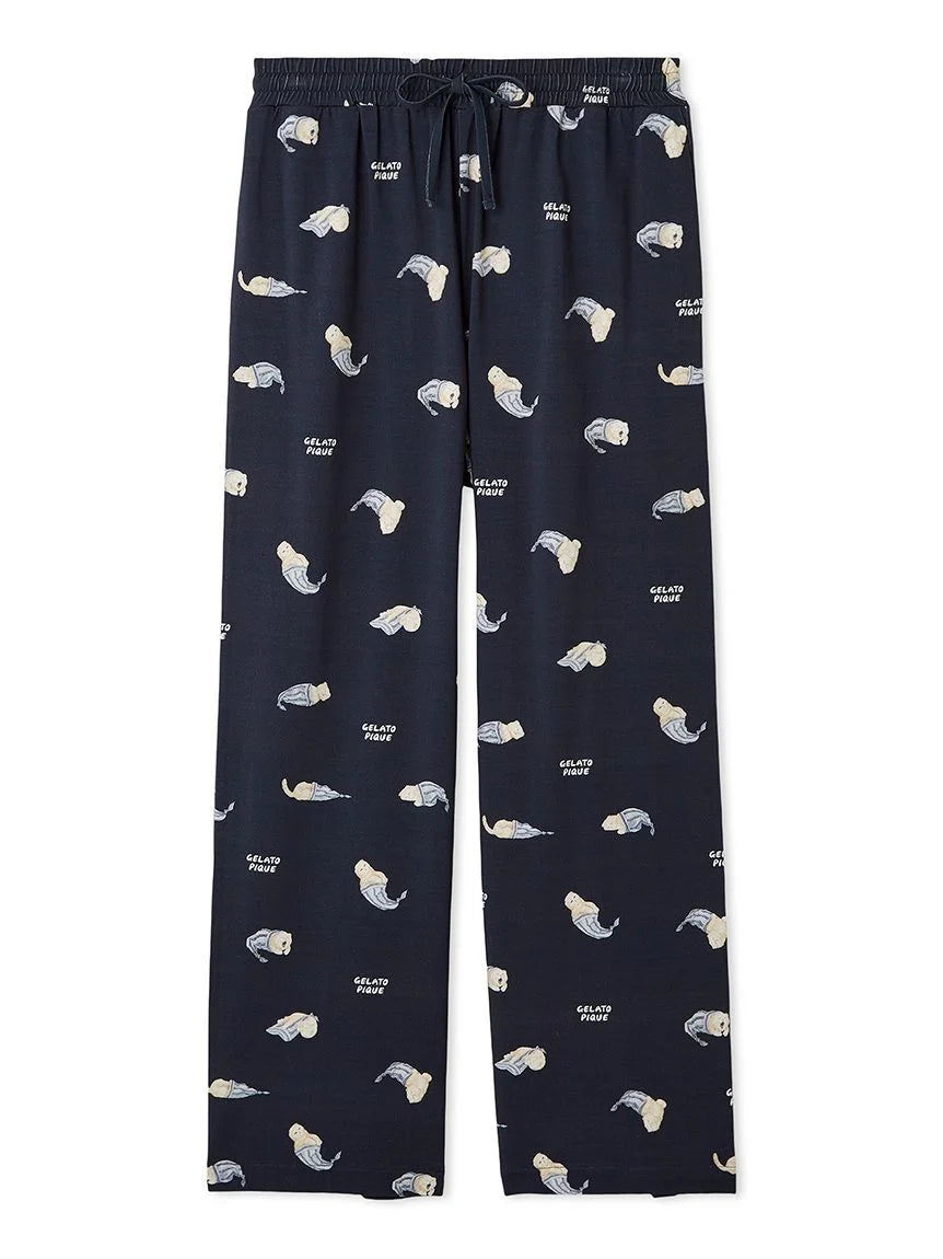 Mens Sleeping Cat Rayon All-over Print Pants